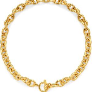 Elegant 18.9-inch Gold Brass Chunky Link Chain Necklace for Women, Fashionable J